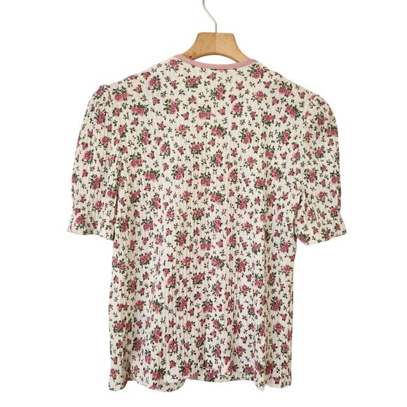 Vintage Classic Apparel Pink Floral Top Shirt Buttons Grandma Feminine Cute - Picture 2 of 6